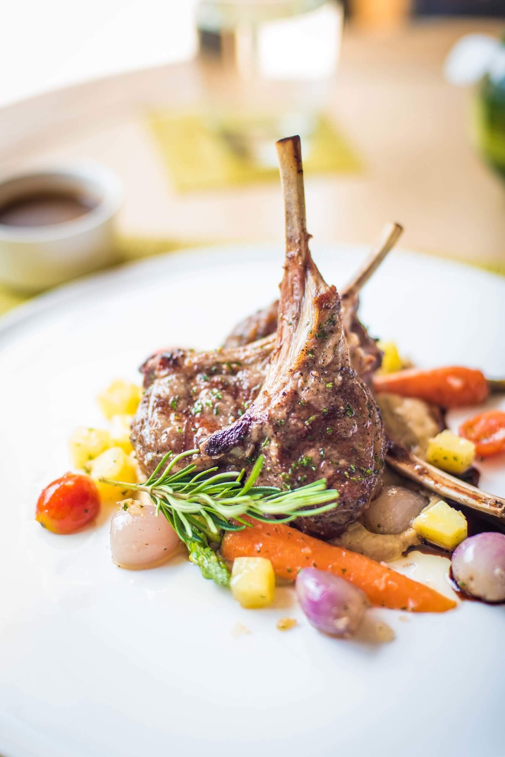 Steak and vegetables on a plate